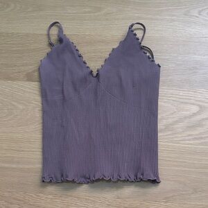 Free People Lavender Ribbed Tank Top